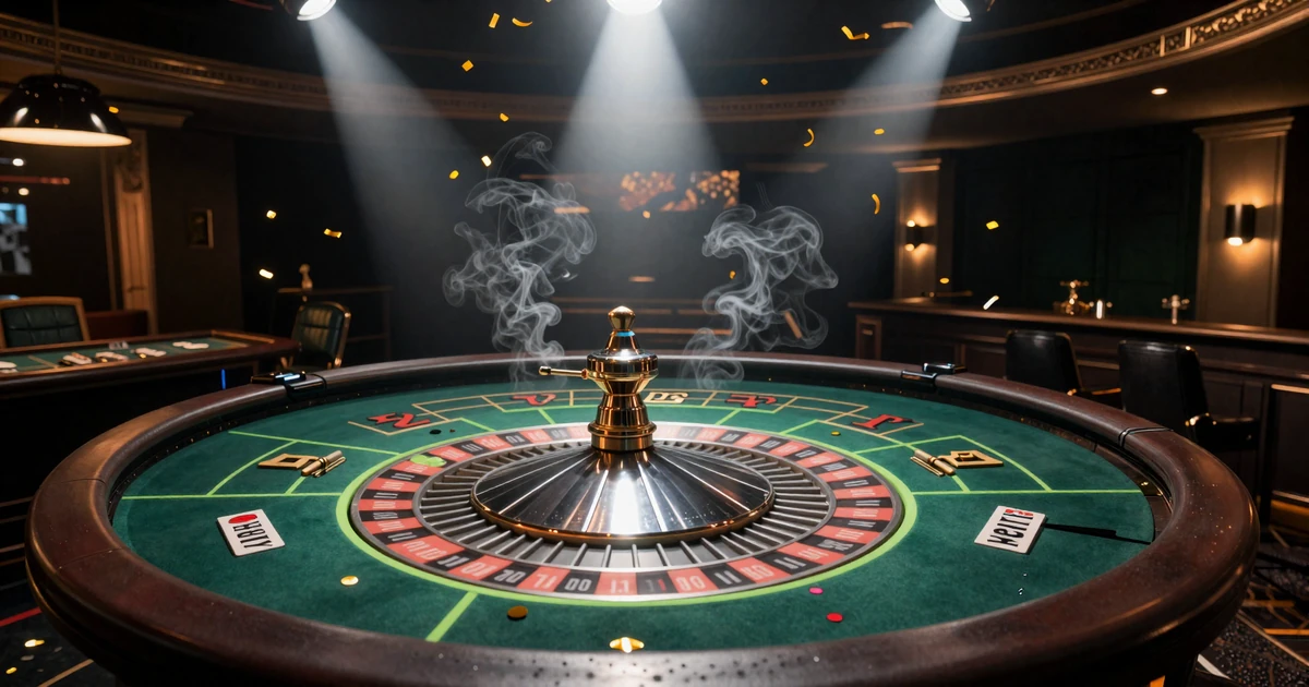 Live Casino Deutschland mit Roulette-Tisch unter dramatischem Flutlicht bei Golisimo Casino