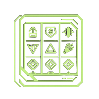Megaways Spielmechanik Symbol mit lime-gr&uuml;nem Neon-Gl&uuml;hen bei Golisimo Online Slots